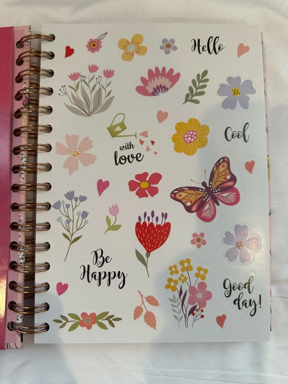 Pink Floral Spiral Notebook – “Be Still” with Gold Daisy Pen & Stickers - Picture 2 of 6